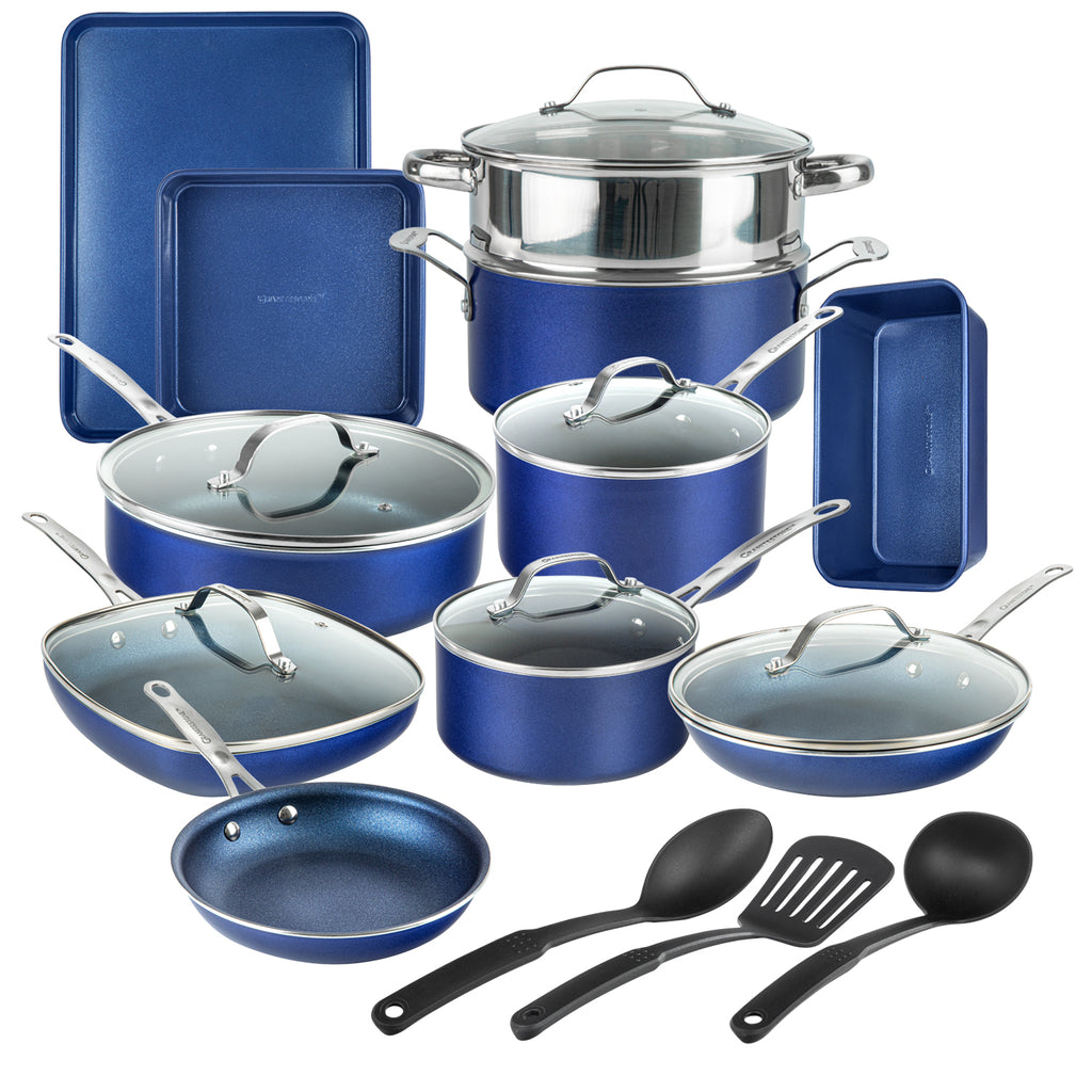 Granite Stone Diamond™ Blue Non-Stick Aluminum Cookware Set, 5 pc - Metro  Market