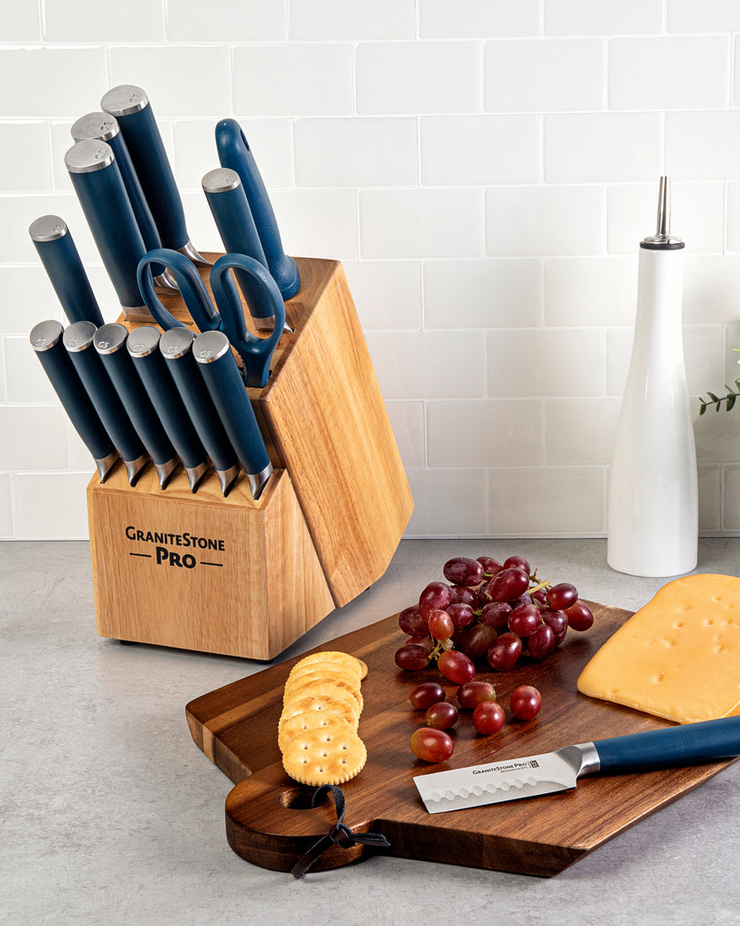 GraniteStone Diamond GraniteStone NutriBlade 6-Piece Stainless Steel Knife  Set in Blue - High-Grade Blades, Non-Stick Surface, Comfortable Rubberized  Handles in the Cutlery department at