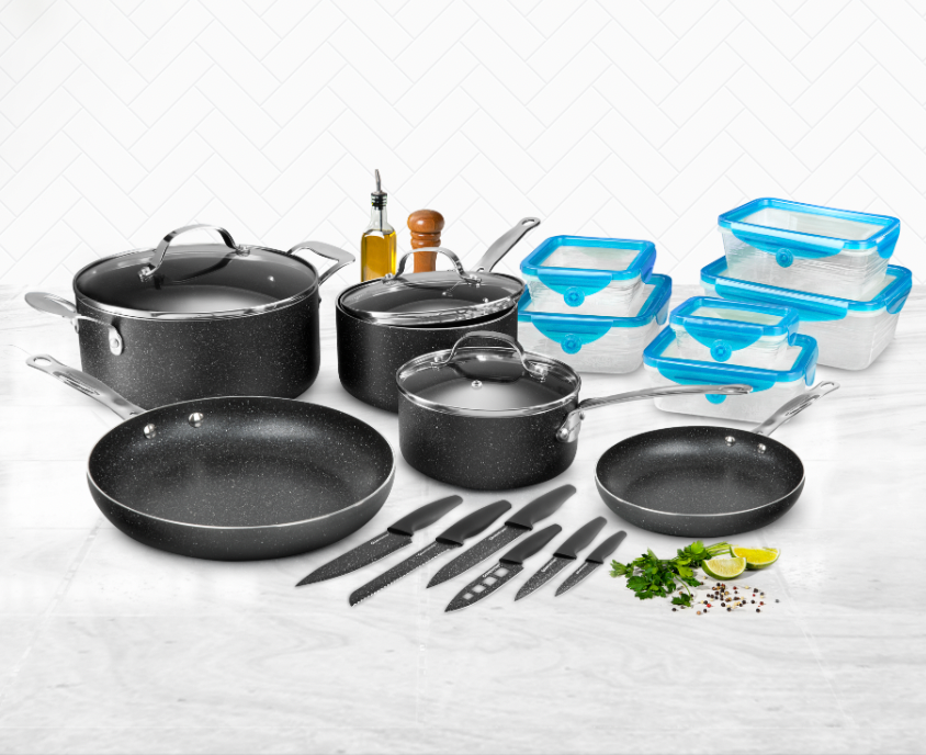 17-Piece Kitchen Granite Cookware Set, Non-stick Cooking Pots and Pans Set  - Bed Bath & Beyond - 39312182