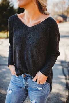 Heather Black v-neck Sweater