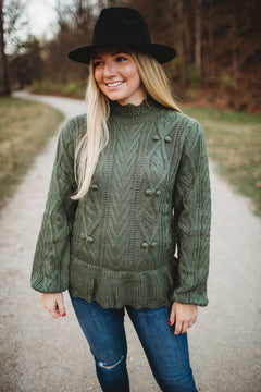 Olive Cable Knit Sweater