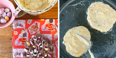 smashed-mini-eggs-in-pancake-batter