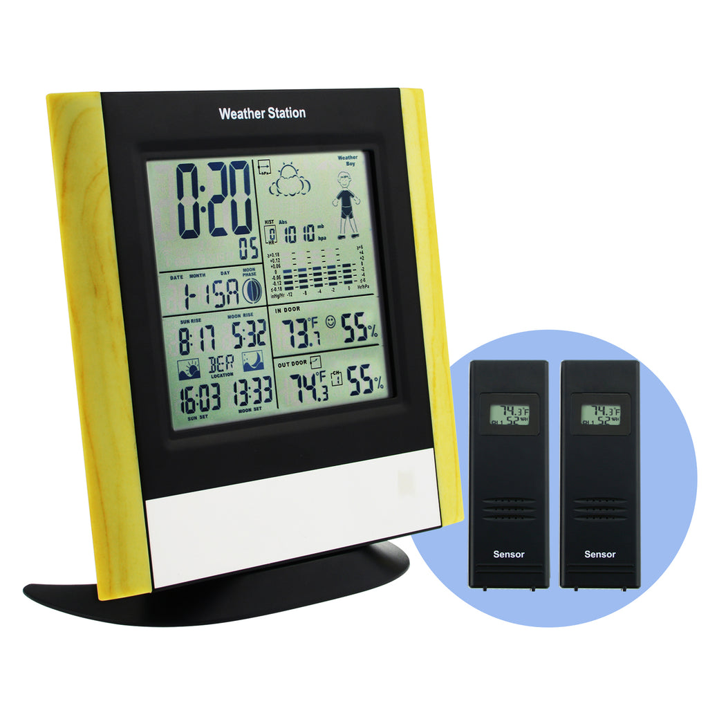 luister Gewond raken Kers WSTK-32_2S Wireless 2 Sensors Weather Station WWVB or DCF Radio Controlled  Clock Thermometer - Tekcoplus Ltd.