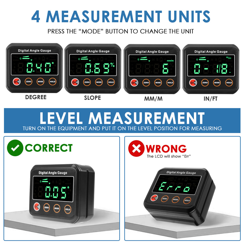 TK320PLUS Digital Angle Finder - LED Digital Angle Gauge Level Box wit ...