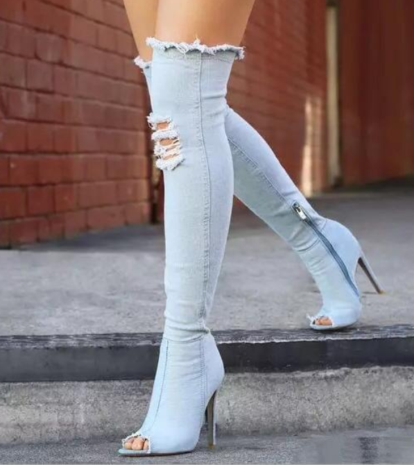 Thigh High Jean Boots – Snugs And Boots