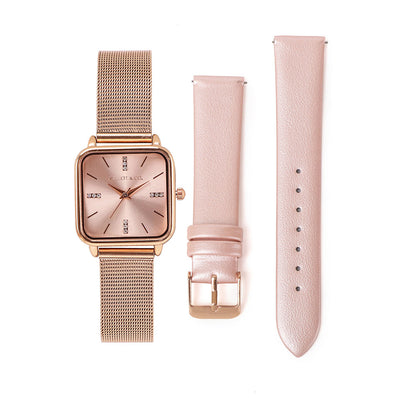 Roux Watch With 2 Straps (Rose Gold/Pink)
