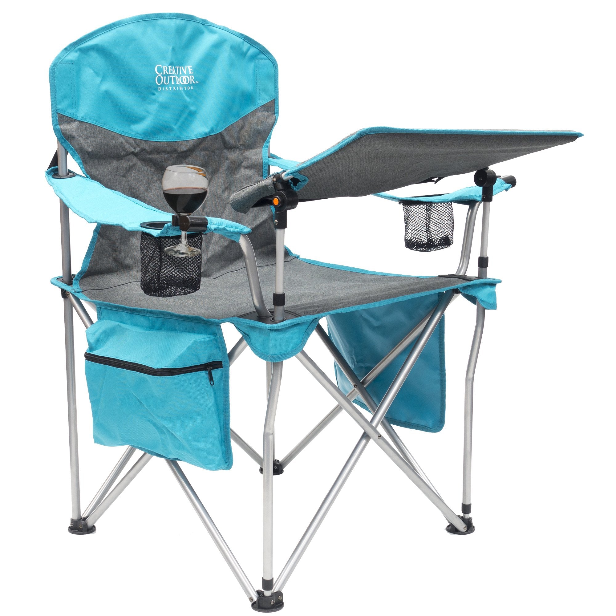 iChair Folding Wine Chair with Adjustable Tilt Table - Teal/Gray - Wagonsrus product image