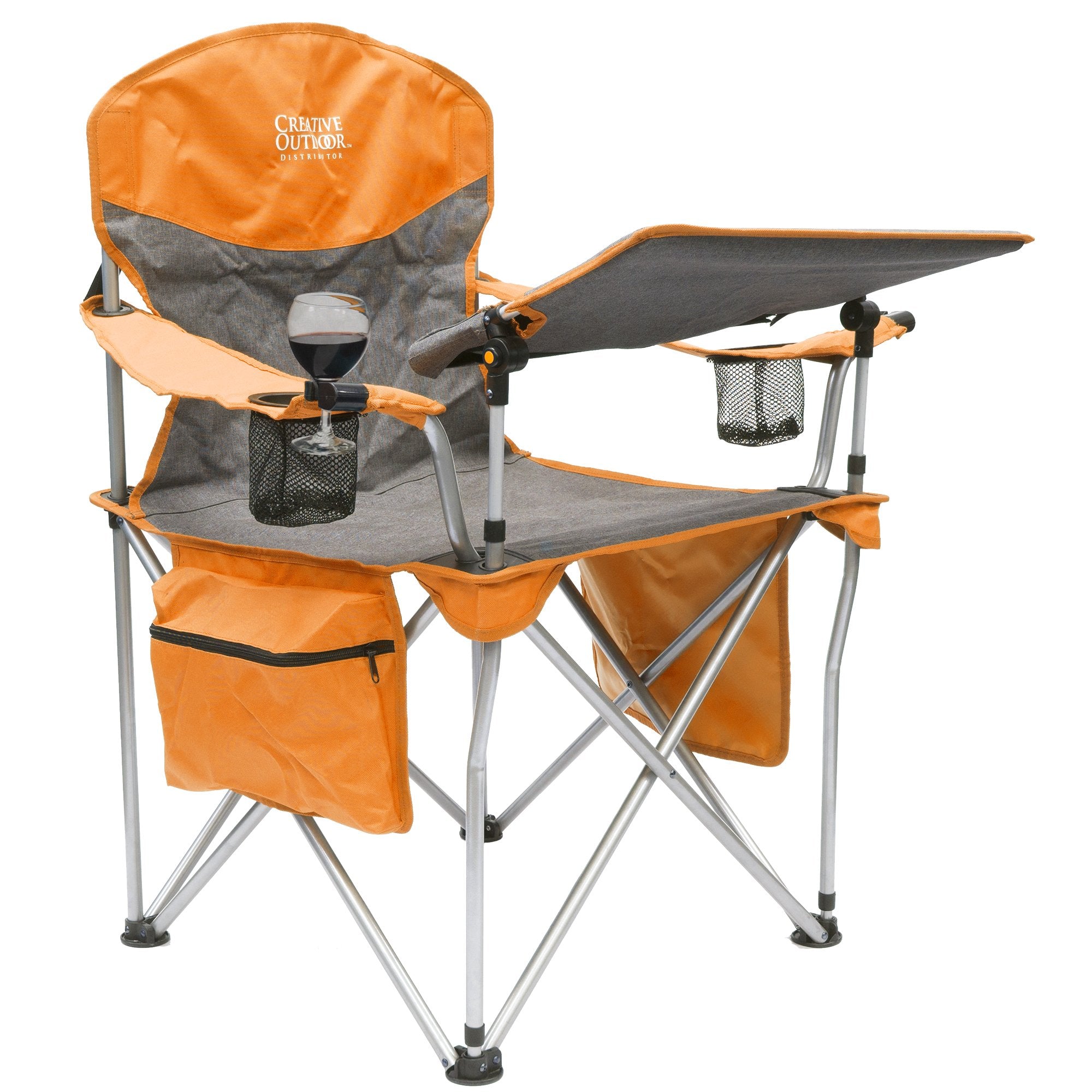 iChair Folding Wine Chair with Adjustable Tilt Table - Orange/Gray - Wagonsrus product image