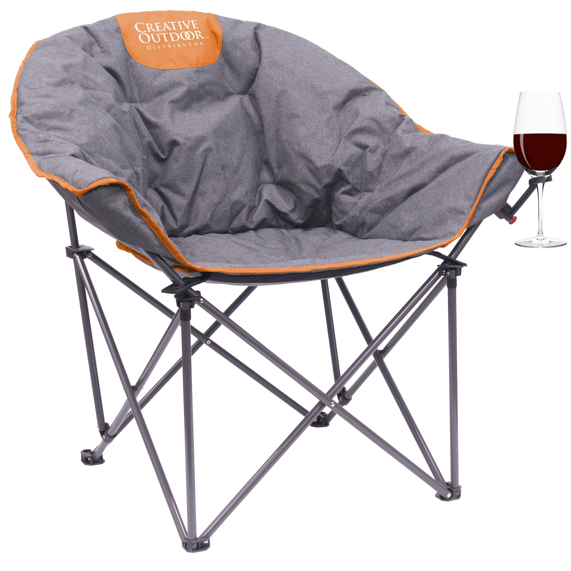 Padded Luxury Folding Wine Chair - Orange/Gray - Wagonsrus product image