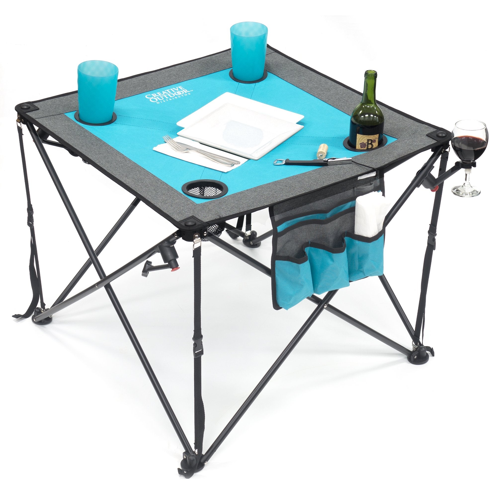 Folding Wine Table - Teal/Gray - Wagonsrus product image