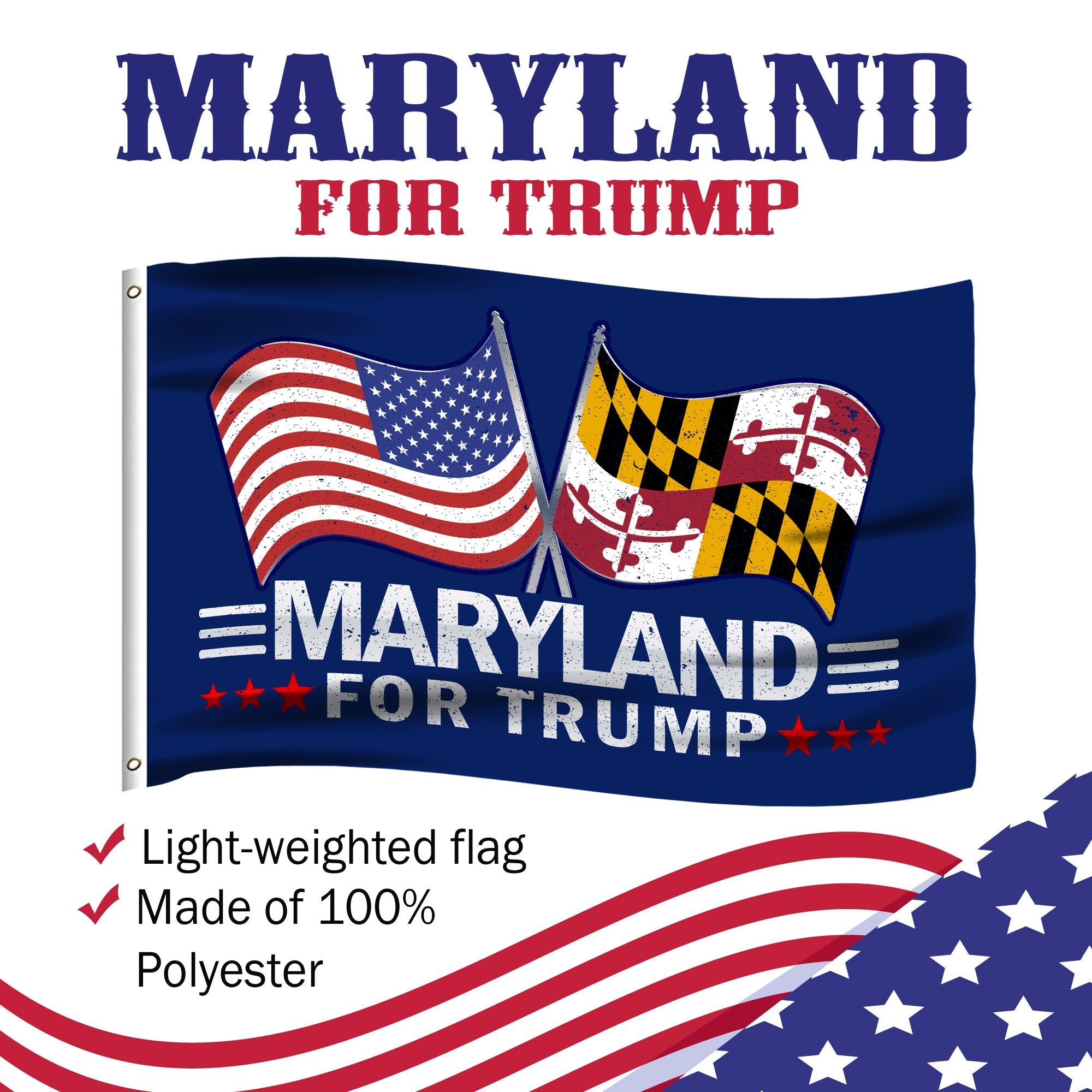 Trump 2024 Make Votes Count Again & Maryland For Trump 3 x 5 Flag Bund