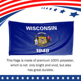 Wisconsin State Flag 3 x 5 Feet
