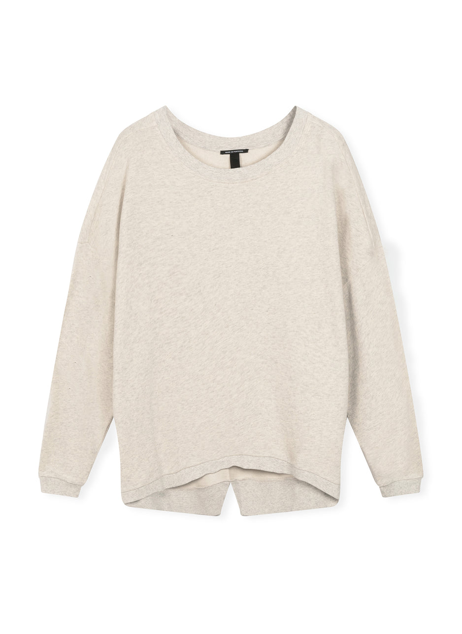 round neck sweater | soft white melee
