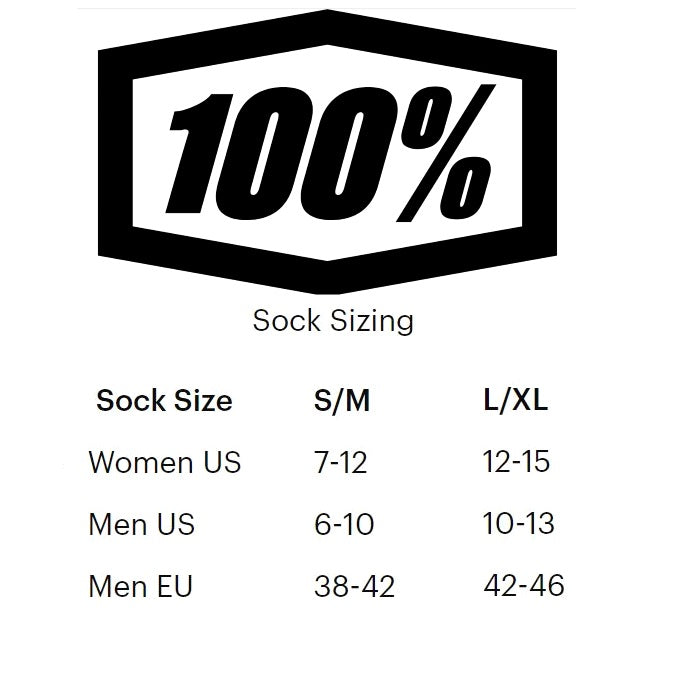 100% Sock Sizing Chart