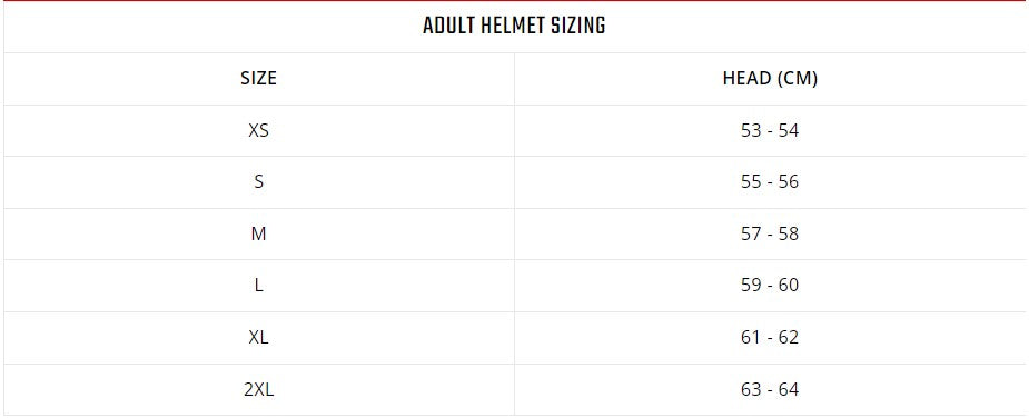 Leatt Adult Size Chart