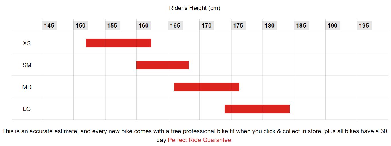 Pedal Lightning Bike Sizing Chart