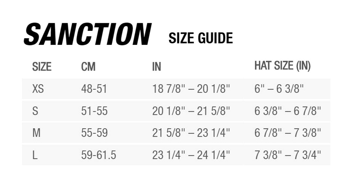 Bell Sanction Helmet Size Chart