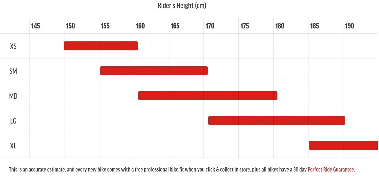 trekking bike size chart