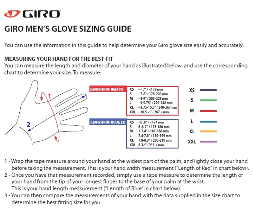 giro gloves sizing