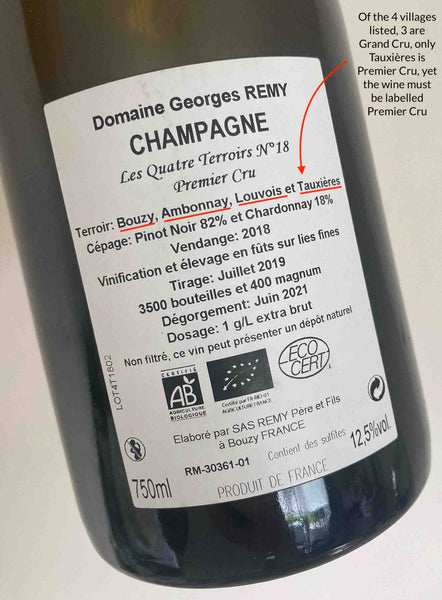 George Remy Quatre Terroirs back label