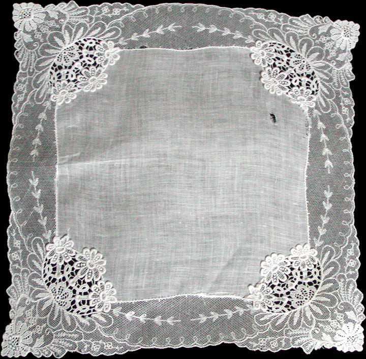 Applique Floral Lace Border Vintage White Wedding Handkerchief – Gypsy ...