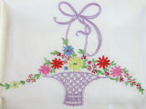 PR Colorful Flower Baskets Embroidered Vintage Pillowcases