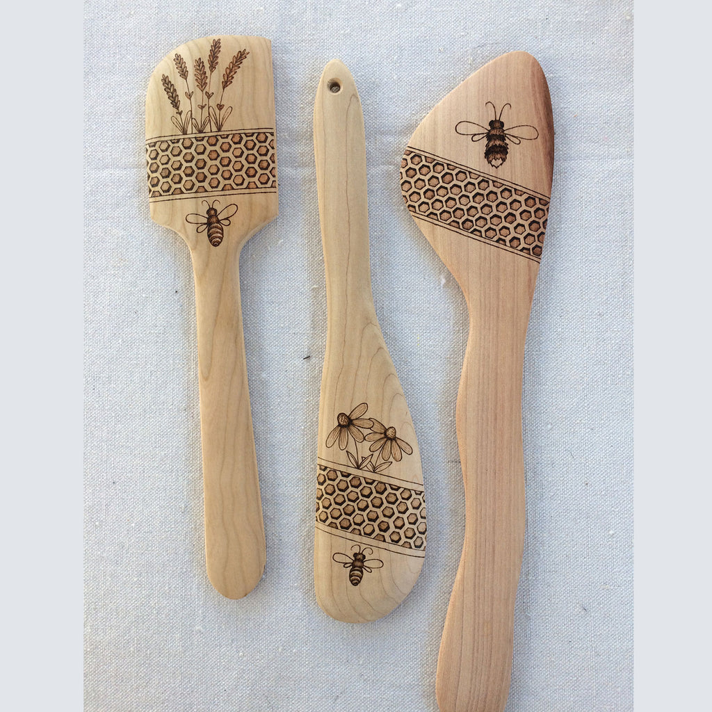 Bee Wooden Spoons for Cooking Utensils Set,Wooden Spatula Honey Bee  Decor,Premium Bee Kitchen Decor and Accessories,Honey Bee Gifts for  Women,Mothers