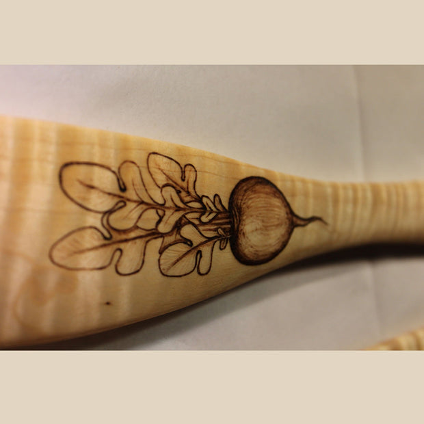 Wood Burned Utensil Set Salad Serving Set Kitchen Cooking Utensils Spoon &  Fork Pyrography Leaf Vine Design 