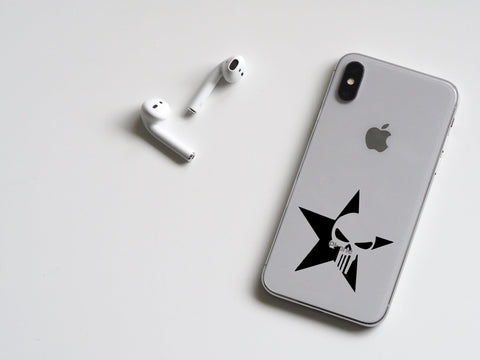 black and white sticker on phone