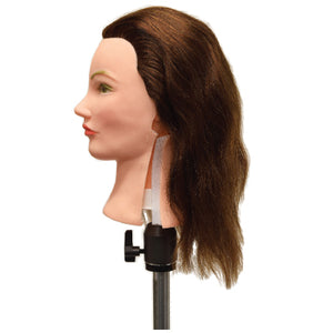 Sam-II Brown 100% Human Hair Cosmetology Mannequin Head by Celebrity at
