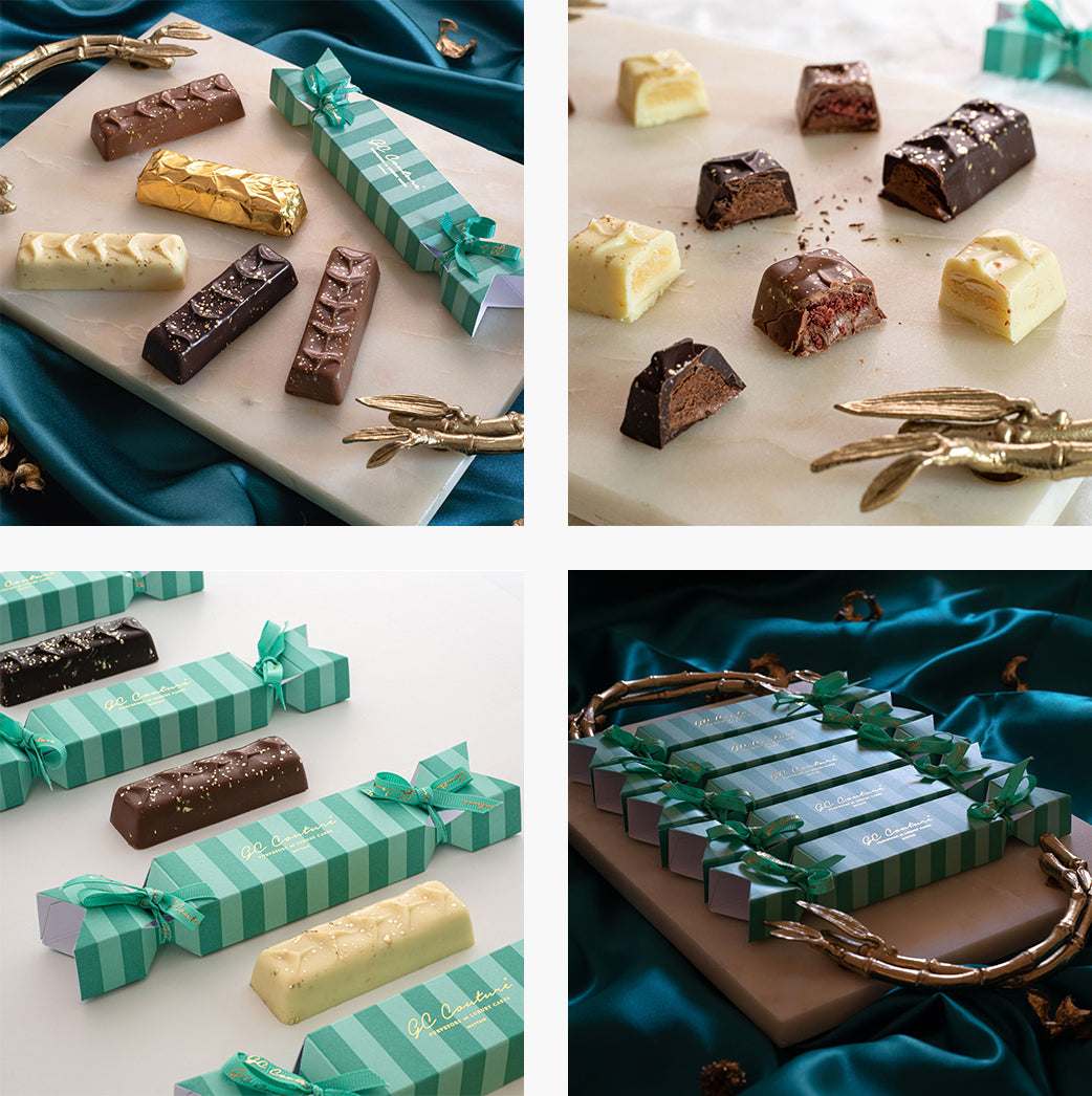 chocolate bars with cake inside in cracker shaped boxes