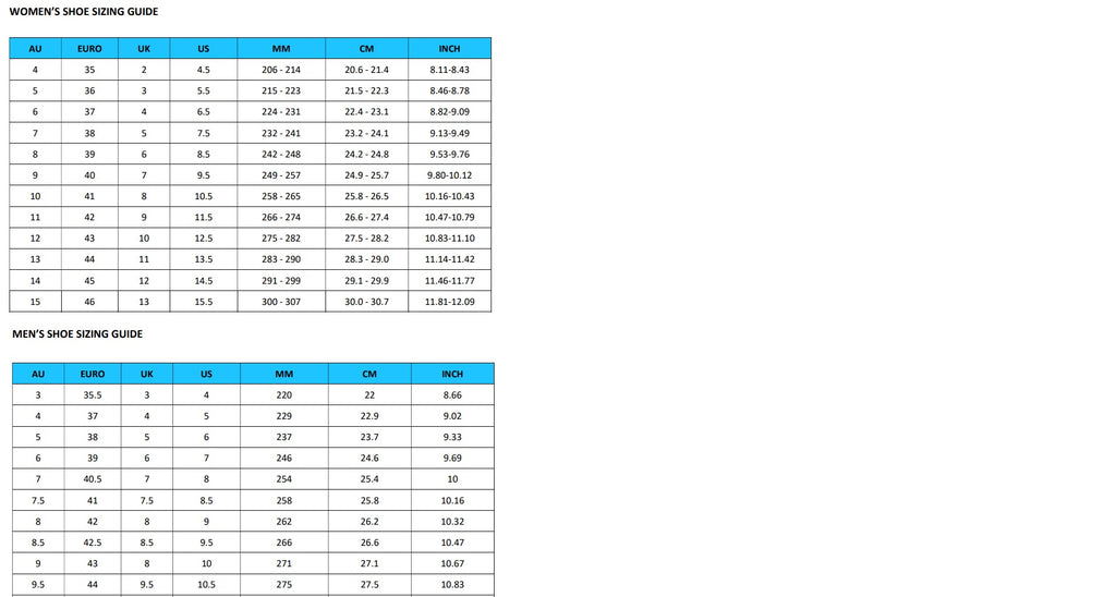 Shoe Size Chart