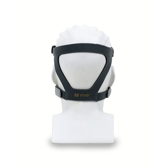 Back view of mannequin with grey headgear for Viva Nasal Mask by 3B Medical.