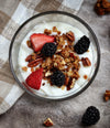 Yogurt and granola featuring Fortune Favors candied pecans