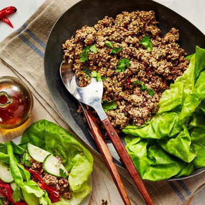Lettuce wraps with filling on a plate