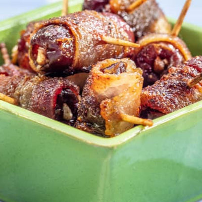 RECIPE: Candied Pecan Stuffed Bacon Wrapped Dates (GF)