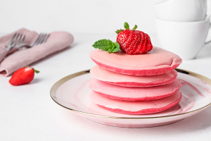 Pink pancakes made with beets are fun for kids!