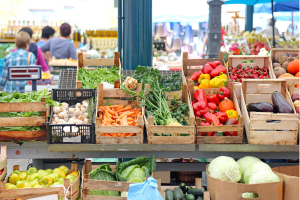 A farmers market is a great place to get summer produce.