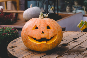 Carved pumpkins are a Halloween tradition.