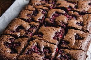 Raspberry brownies made with chickpeas are a healthy and delicious snack.