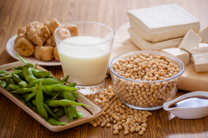 Soy products such as edamame, tofu and soy milk have great health benefits.