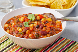 Vegetarian chili is a nutritious and delicious meal for Meatless Mondays.