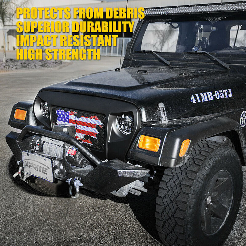 Jeep Angry Eyes Grill American Flag for Jeep Wrangler TJ '07-18 - imysea