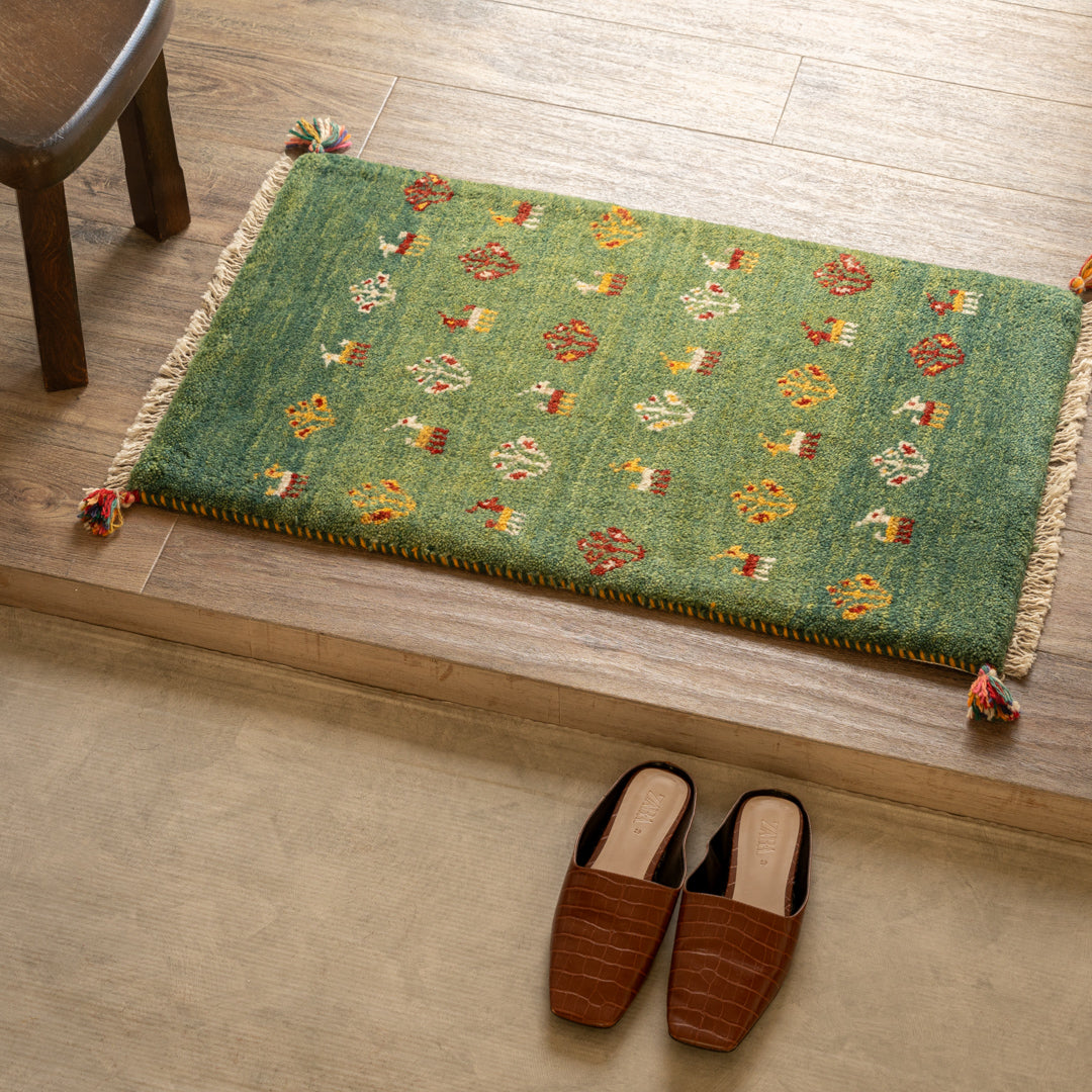 ギャッベ　ペルシャ手織り絨毯　玄関マット