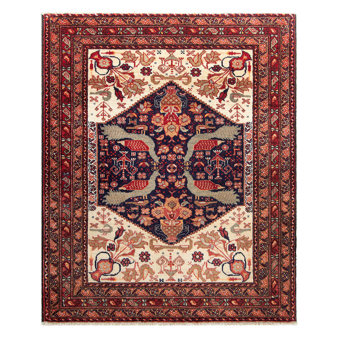 ペルシャ手織り絨毯　ウール　玄関マット　ガセムアバード　78×95cm