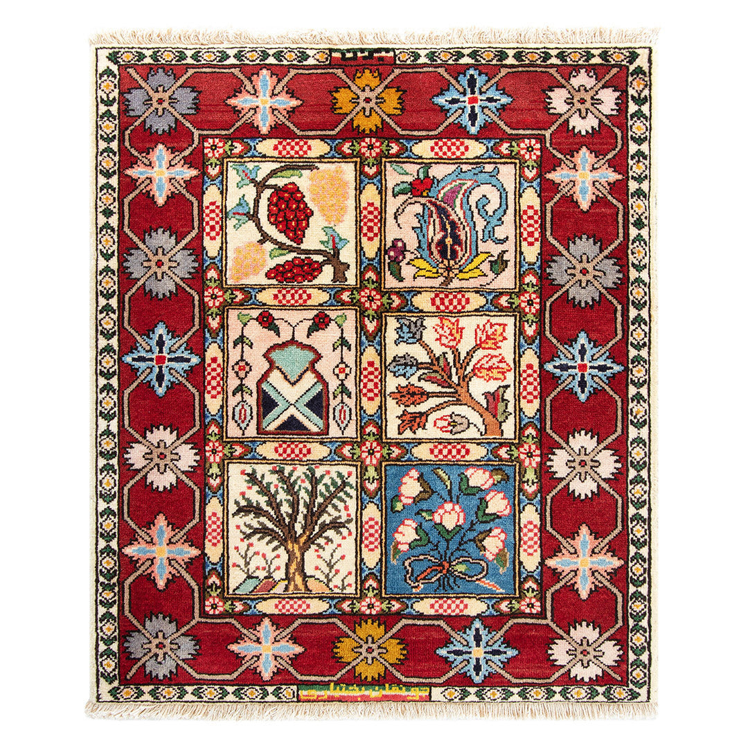 ペルシャ手織り絨毯　ウール　玄関マット　バクティアリ　75×85cm