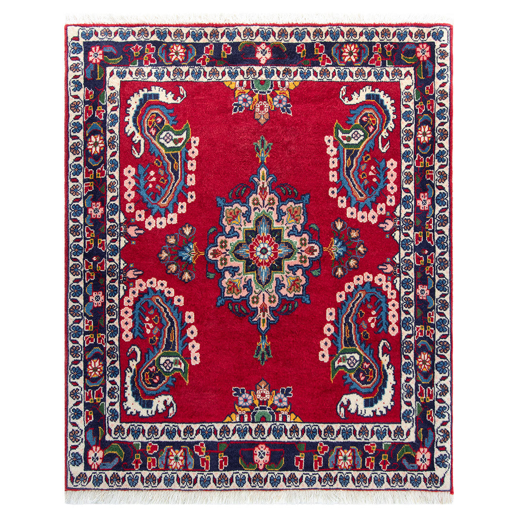ペルシャ手織り絨毯　ウール　玄関マット　カーシャーン　77×92cm