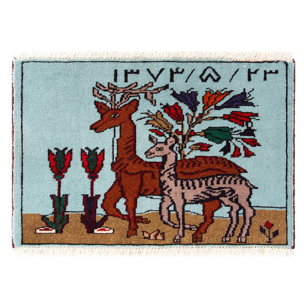 ペルシャ手織り絨毯　ウール　玄関マット　シーラーズ　37×55cm