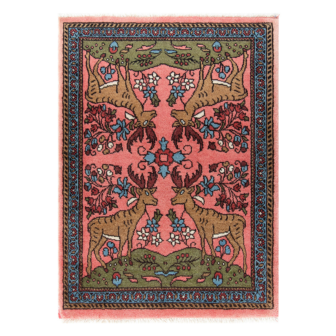 ペルシャ手織り絨毯　ウール　玄関マット　ビージャール　63×85cm