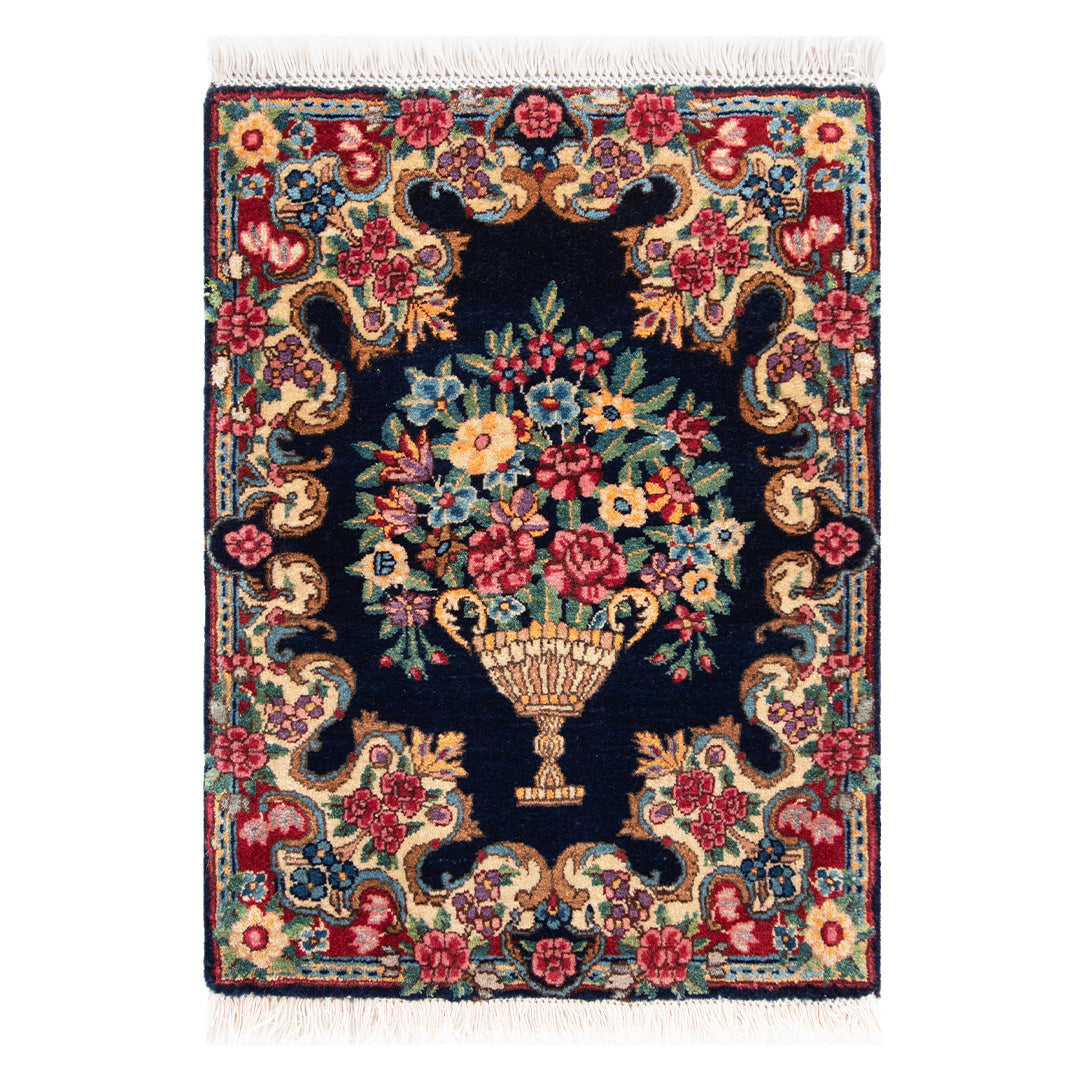 ペルシャ手織り絨毯　ウール　玄関マット　ケルマン　50×65cm